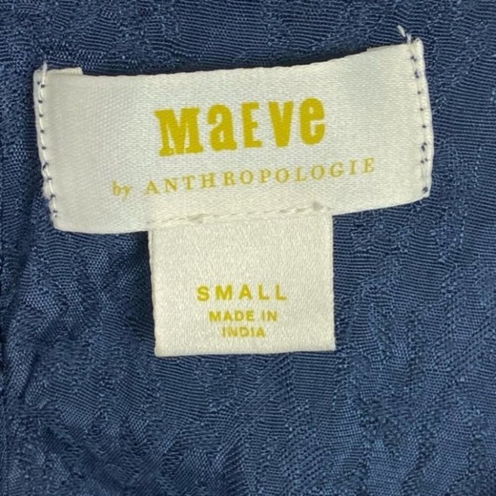 Anthropologie Maeve Jacquard Jumpsuit Blue Navy Blue Size Small Bohemian Wide S - Picture 5 of 15